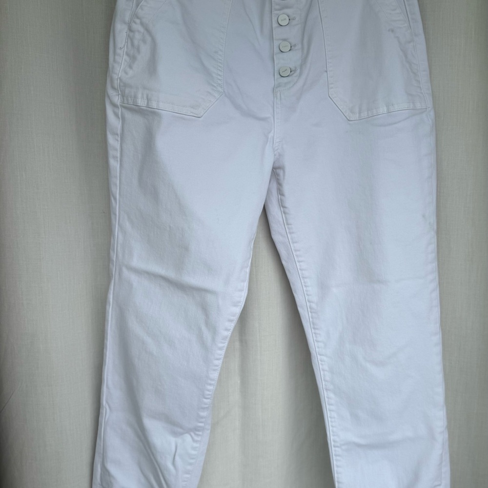 Paige White Mayslie Jogger pants with ankle zipper.Size 28  Five button fly.